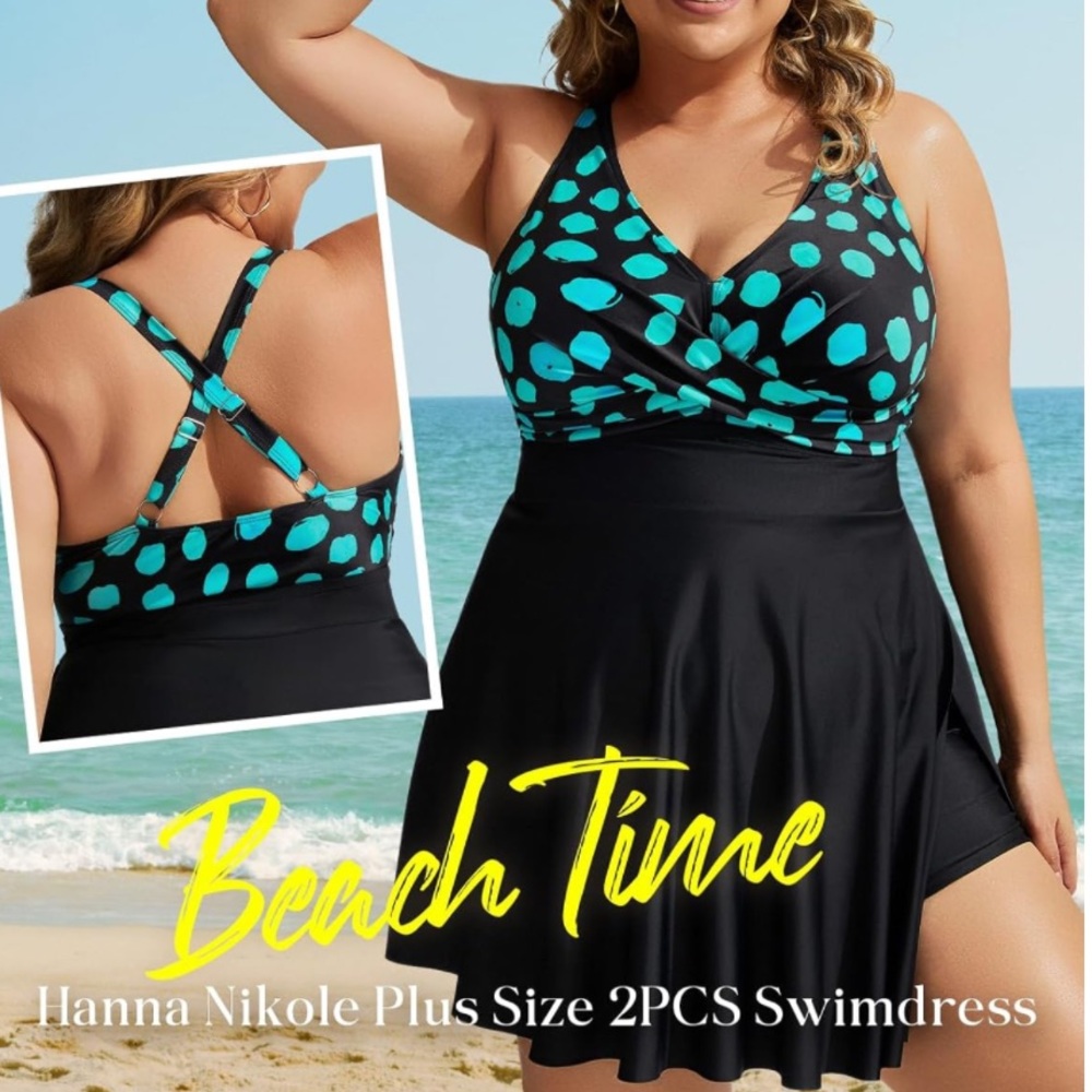 Hanna Nikole Plus Size 20W Swim-dress with Shorts Shorts